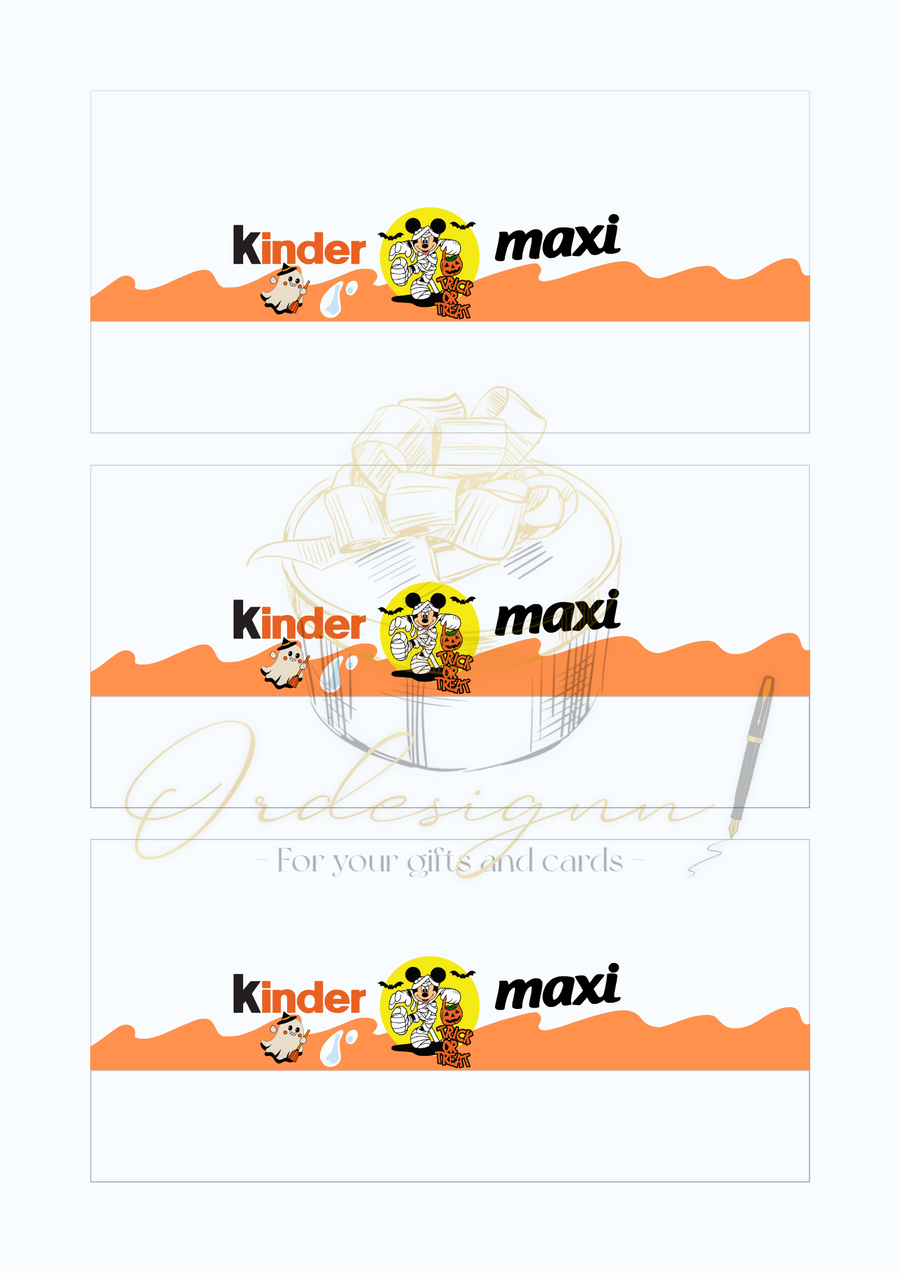 Étiquette KINDER MAXI à imprimer (thème au choix)